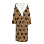 Grizzly Bear Pattern Print Hooded Bathrobe