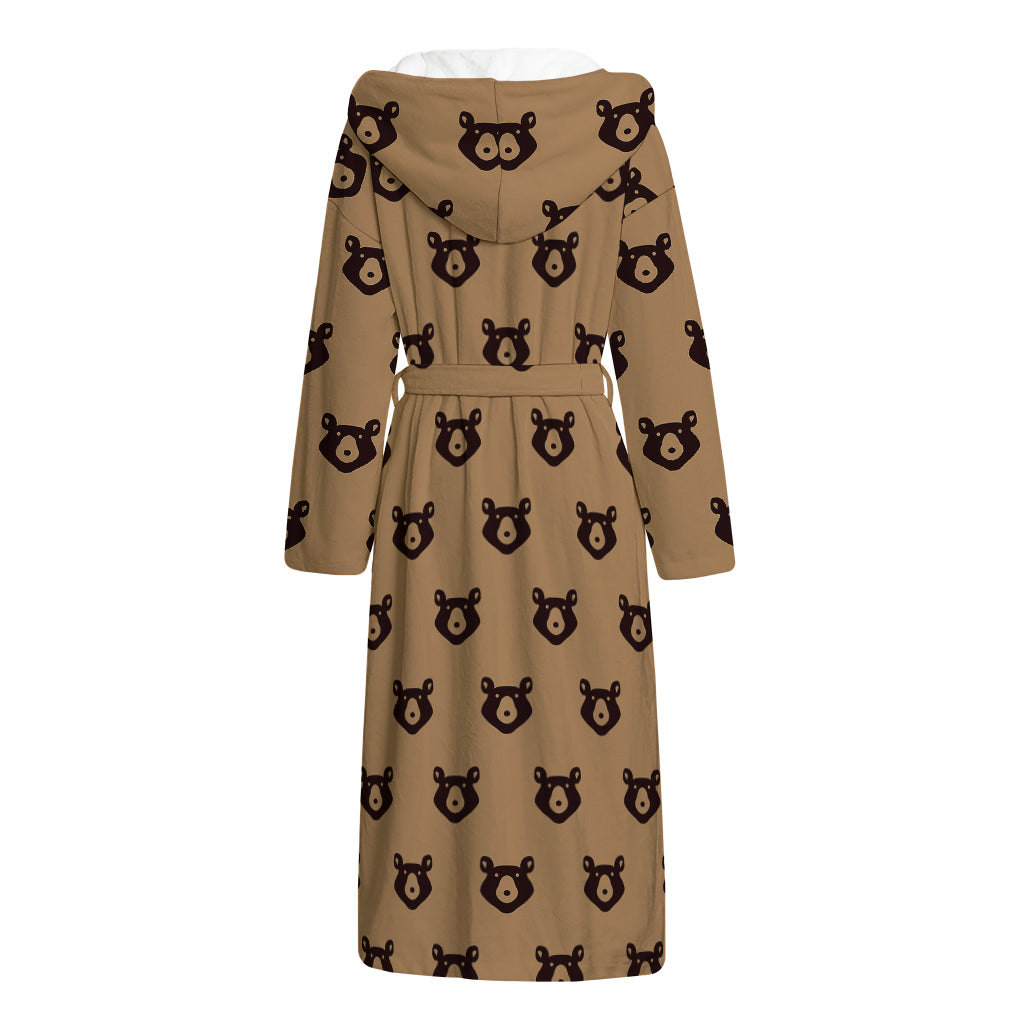 Grizzly Bear Pattern Print Hooded Bathrobe