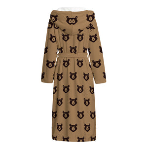 Grizzly Bear Pattern Print Hooded Bathrobe