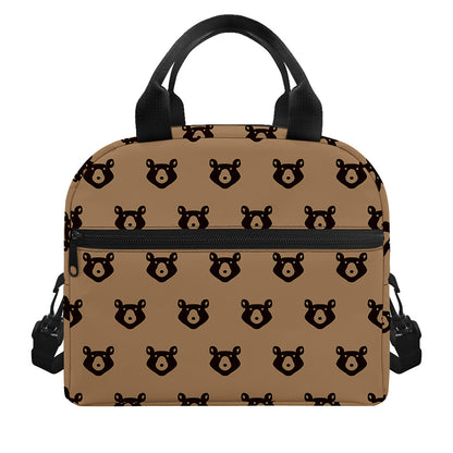 Grizzly Bear Pattern Print Insulated Lunch Bag