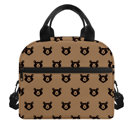 Grizzly Bear Pattern Print Insulated Lunch Bag