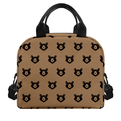 Grizzly Bear Pattern Print Insulated Lunch Bag