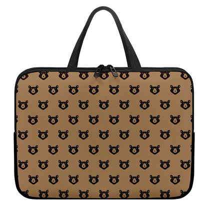 Grizzly Bear Pattern Print Laptop Sleeve With Handle