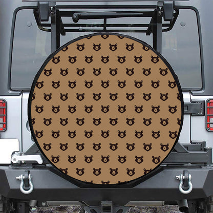 Grizzly Bear Pattern Print Leather Spare Tire Cover