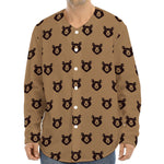 Grizzly Bear Pattern Print Long Sleeve Baseball Jersey