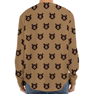 Grizzly Bear Pattern Print Long Sleeve Baseball Jersey