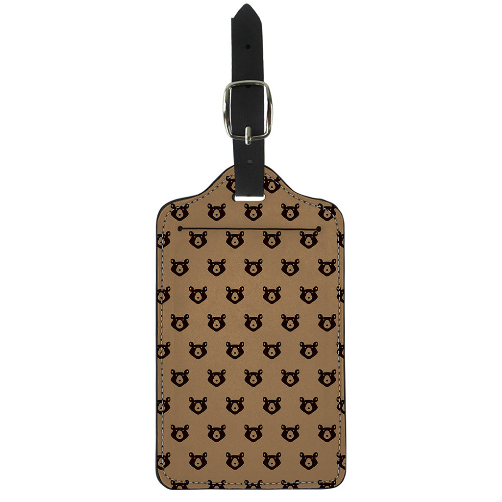 Grizzly Bear Pattern Print Luggage Tag