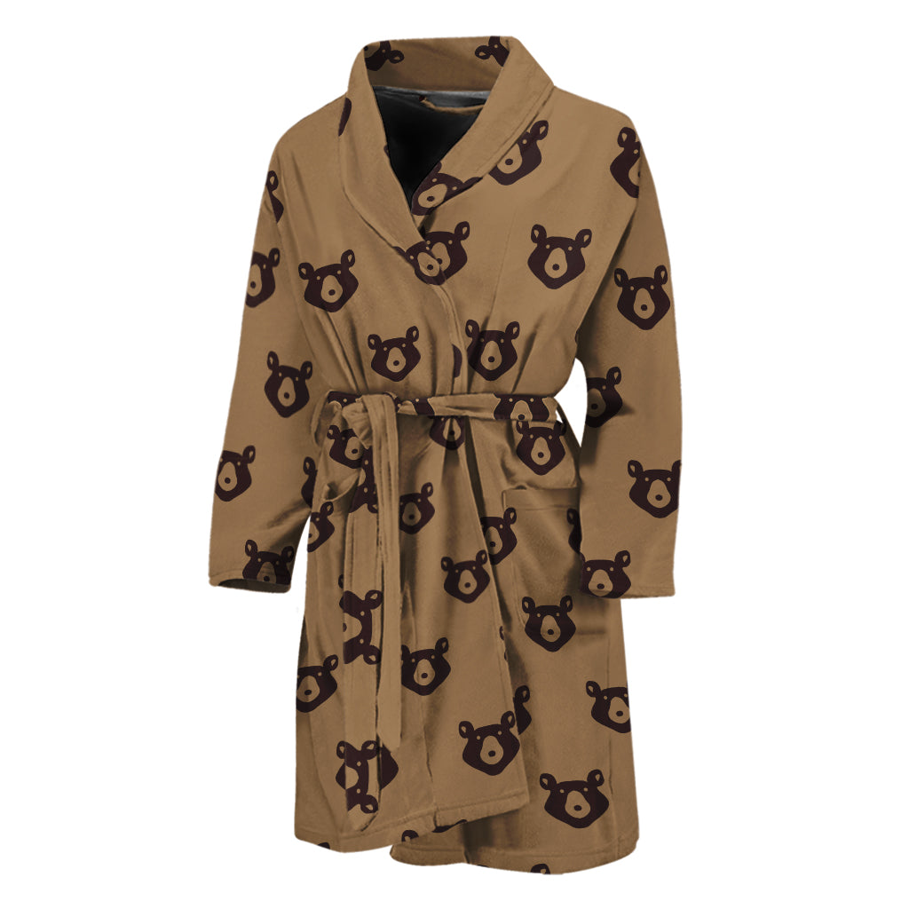 Grizzly Bear Pattern Print Men's Bathrobe