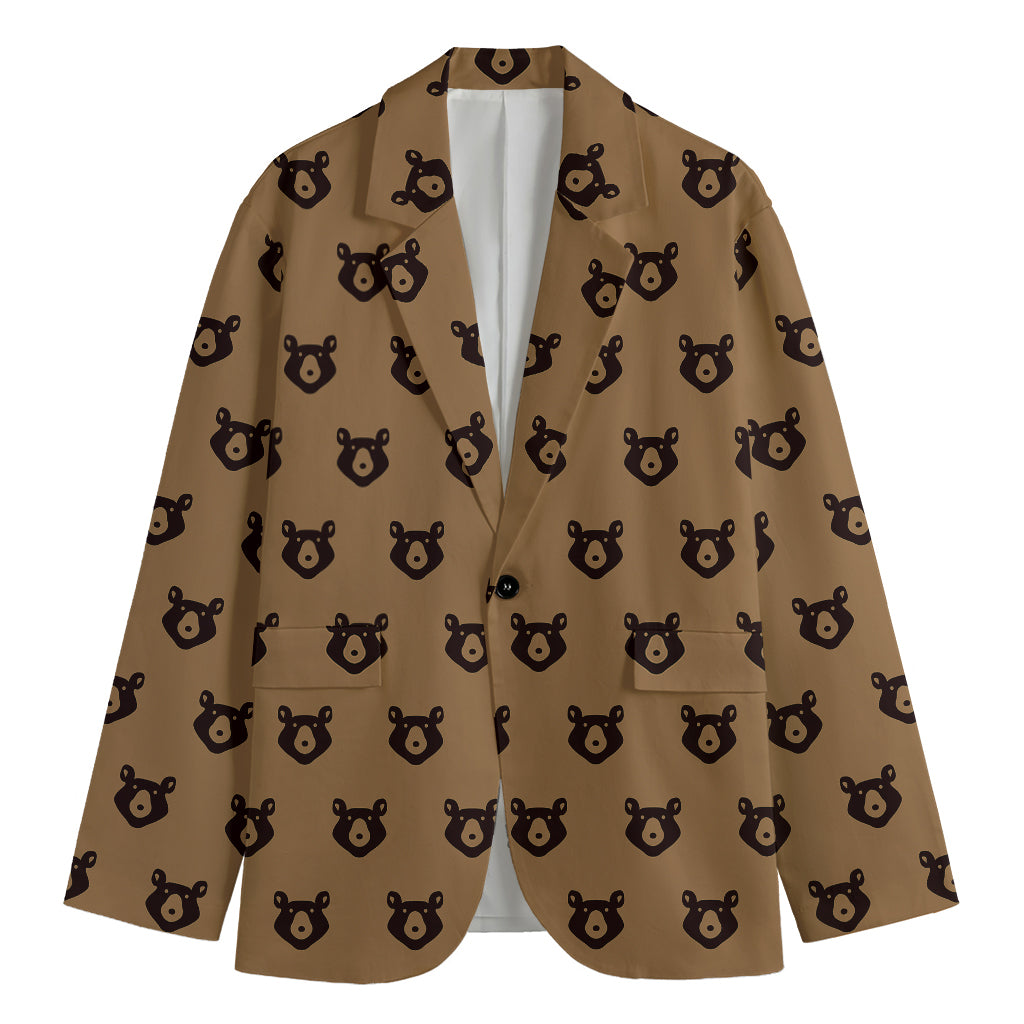 Grizzly Bear Pattern Print Men's Blazer