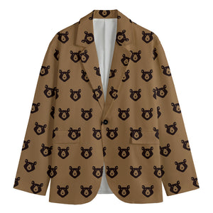 Grizzly Bear Pattern Print Men's Blazer