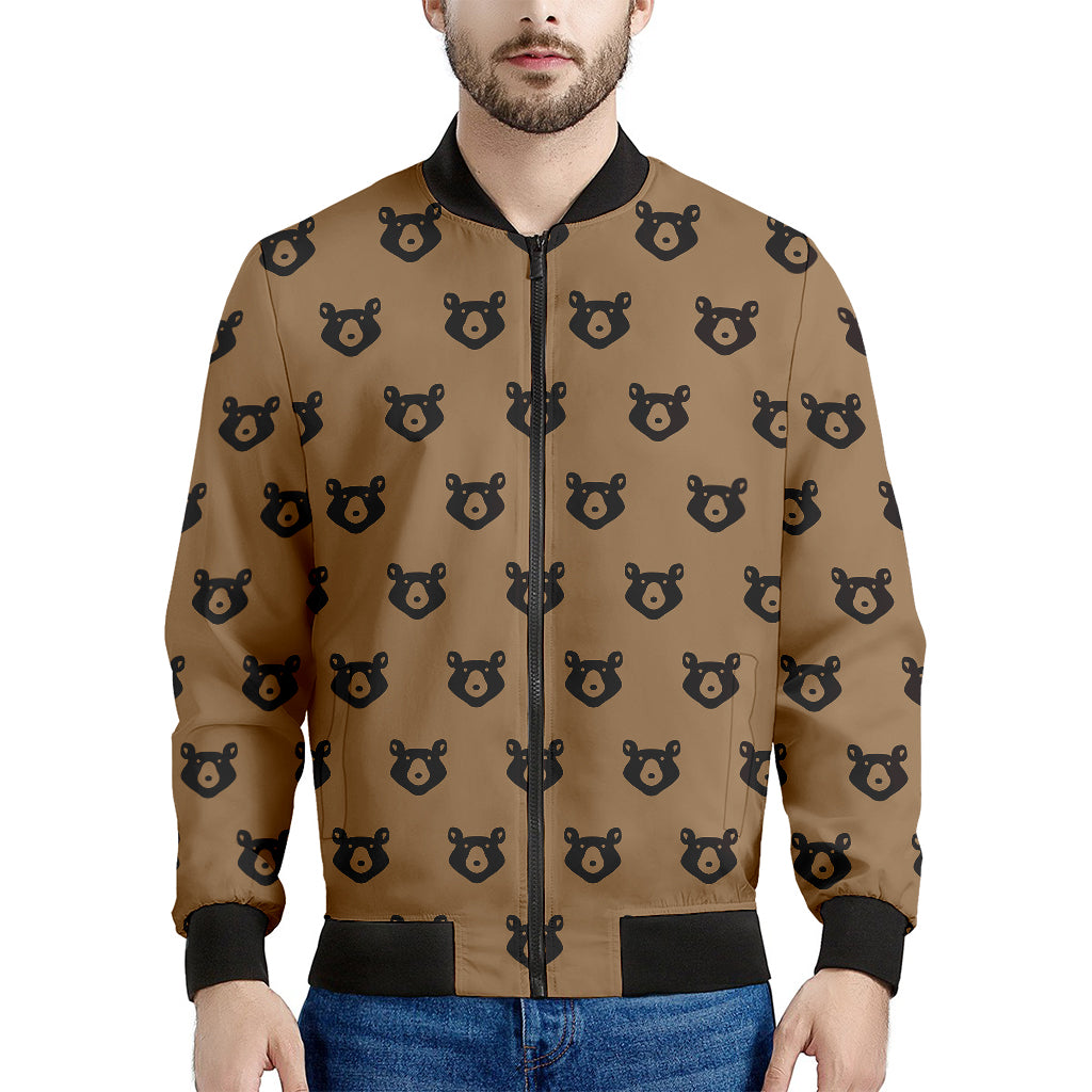 Grizzly Bear Pattern Print Men's Bomber Jacket