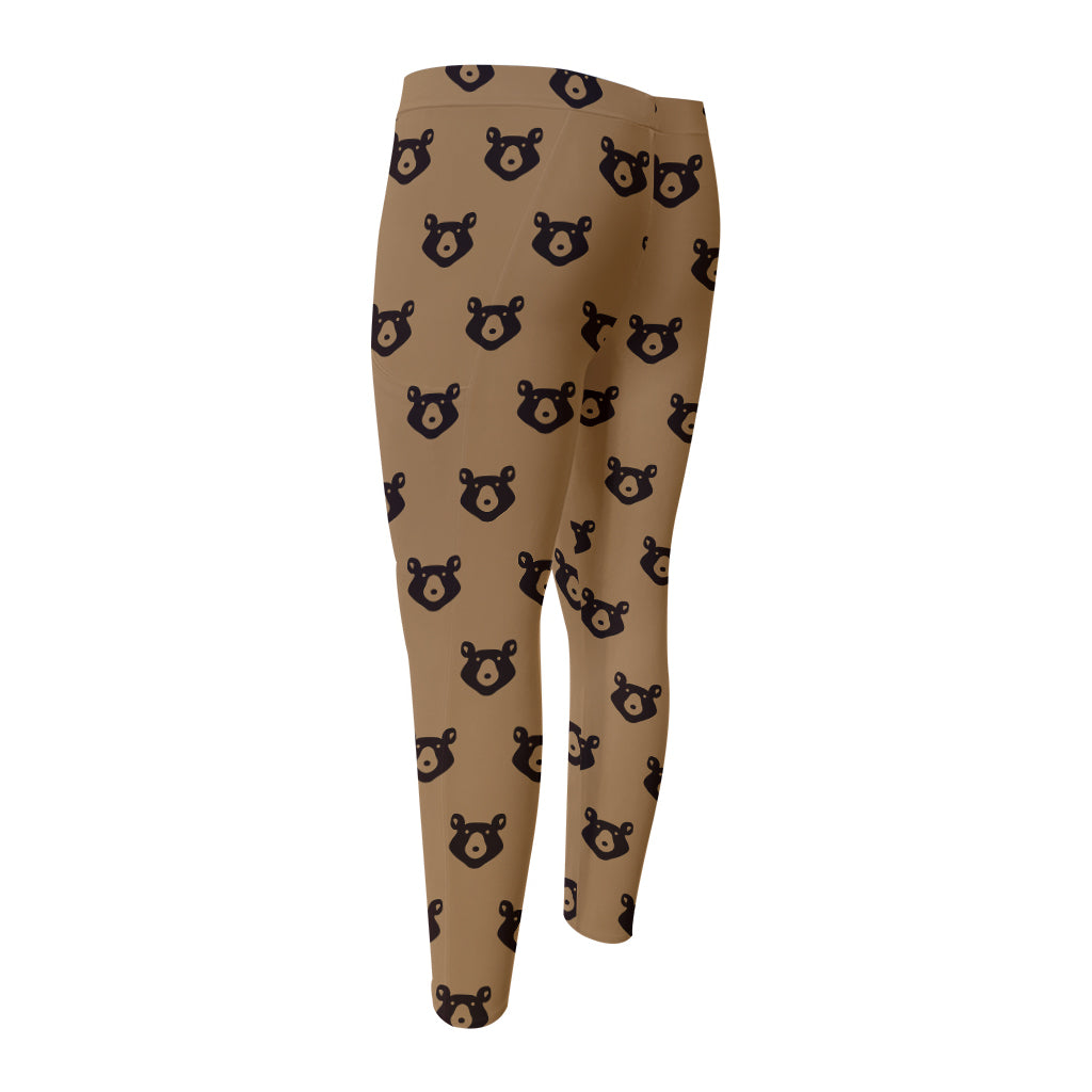 Grizzly Bear Pattern Print Men's Compression Pants