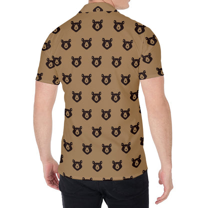 Grizzly Bear Pattern Print Men's Shirt
