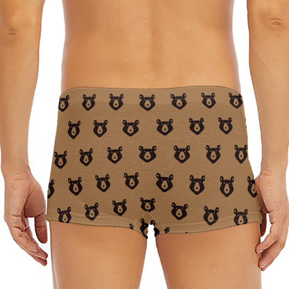 Grizzly Bear Pattern Print Men's Short Boxer Briefs