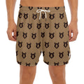 Grizzly Bear Pattern Print Men's Split Running Shorts