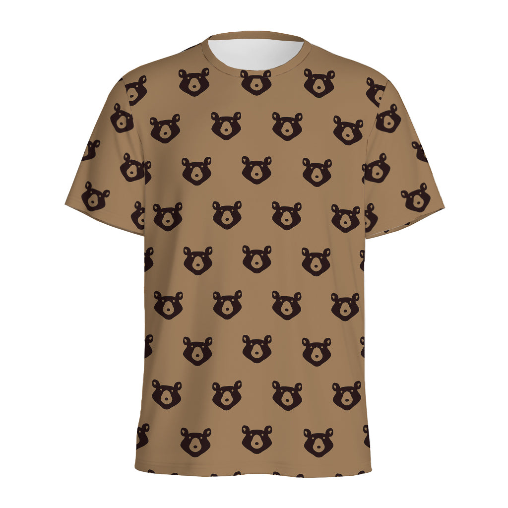 Grizzly Bear Pattern Print Men's Sports T-Shirt