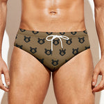 Grizzly Bear Pattern Print Men's Swim Briefs