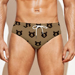 Grizzly Bear Pattern Print Men's Swim Briefs