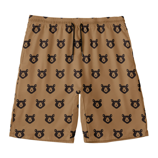 Grizzly Bear Pattern Print Men's Swim Trunks