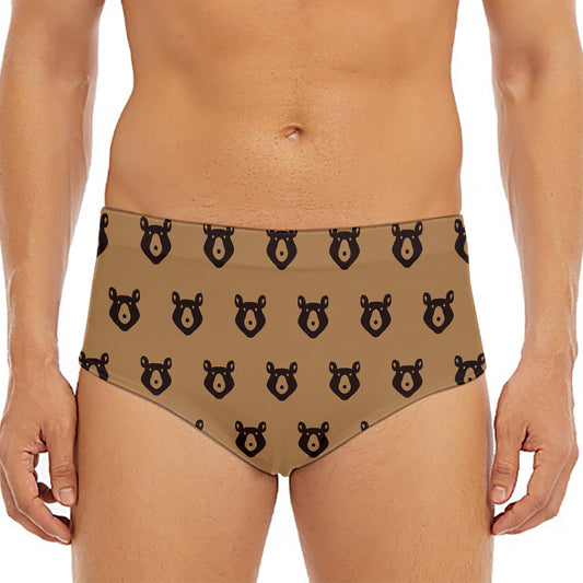 Grizzly Bear Pattern Print Men's Triangle Swim Briefs