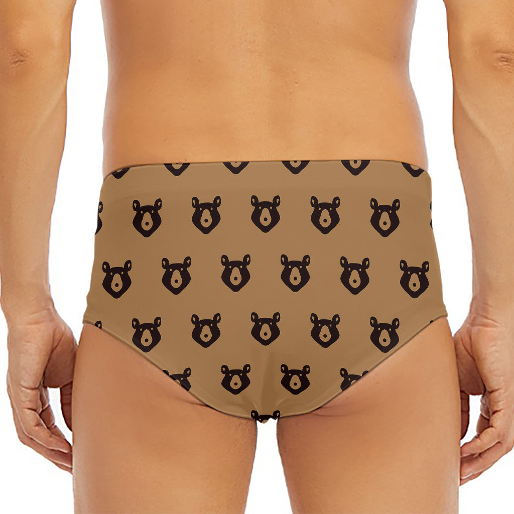 Grizzly Bear Pattern Print Men's Triangle Swim Briefs