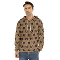 Grizzly Bear Pattern Print Men's Velvet Pullover Hoodie