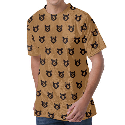 Grizzly Bear Pattern Print Men's Velvet T-Shirt
