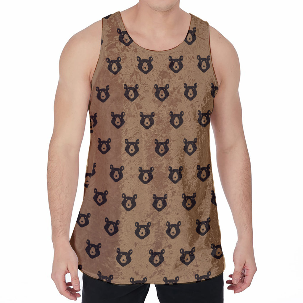 Grizzly Bear Pattern Print Men's Velvet Tank Top