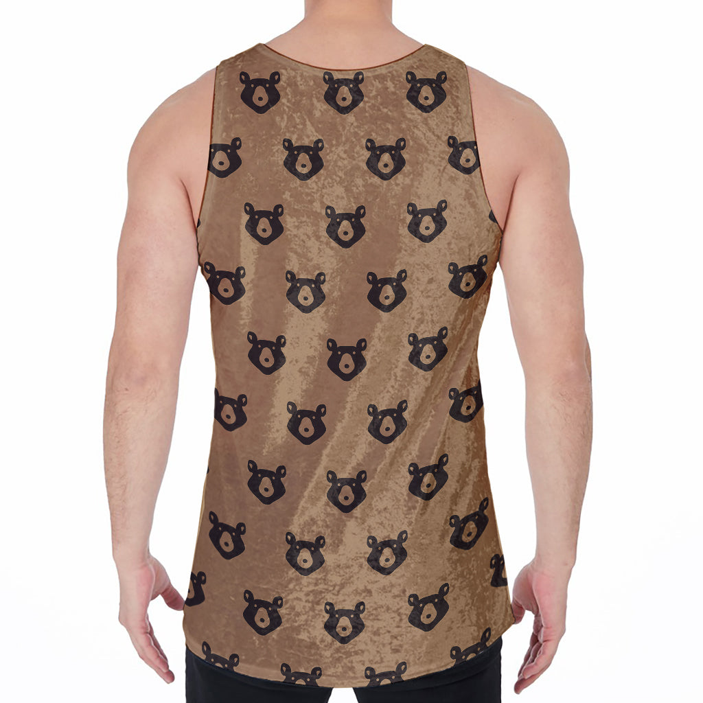 Grizzly Bear Pattern Print Men's Velvet Tank Top