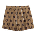 Grizzly Bear Pattern Print Mesh Shorts