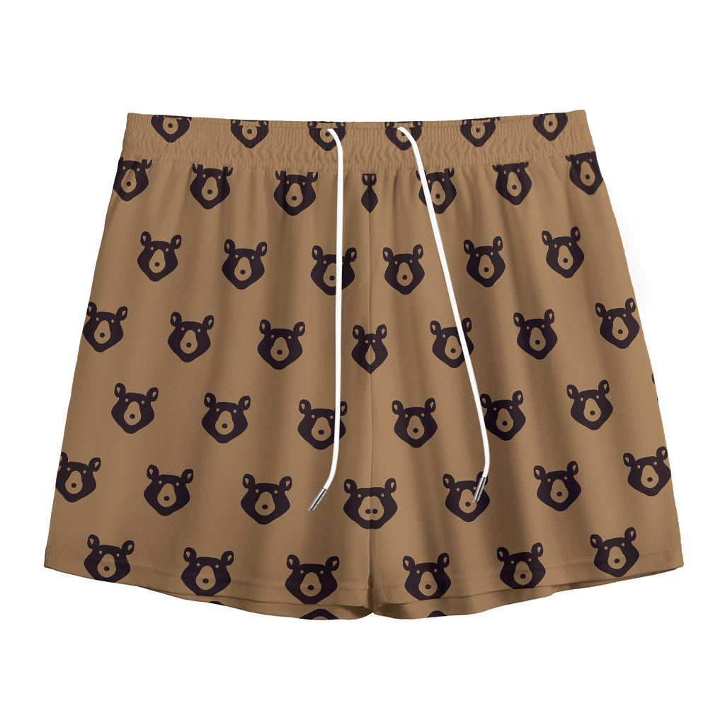 Grizzly Bear Pattern Print Mesh Shorts