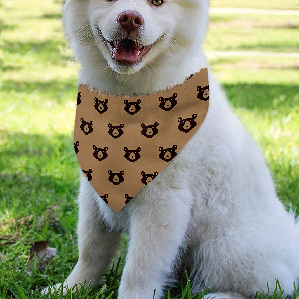 Grizzly Bear Pattern Print Over The Collar Dog Bandana