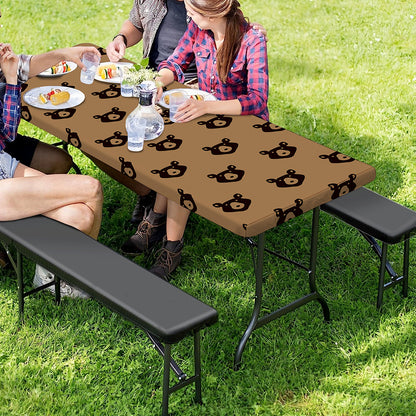 Grizzly Bear Pattern Print Picnic Table Cover