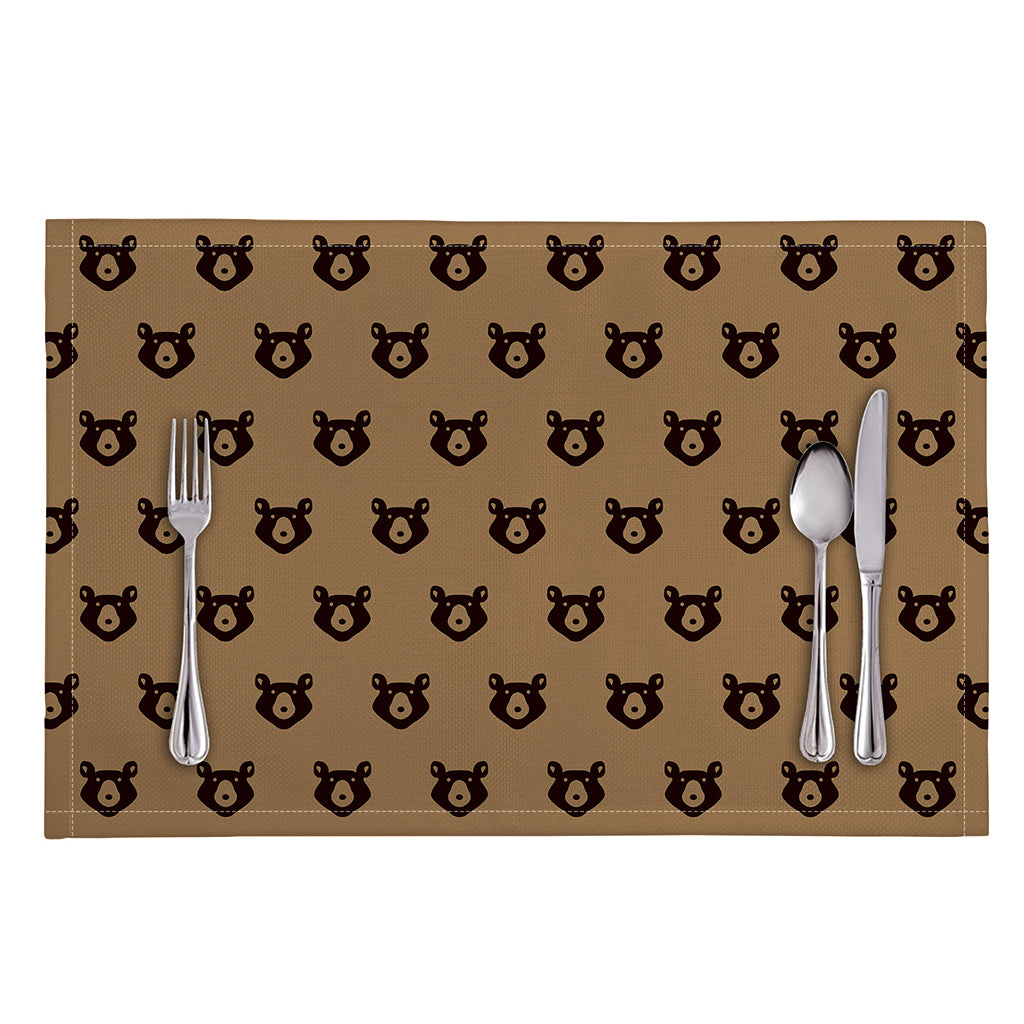 Grizzly Bear Pattern Print Placemat