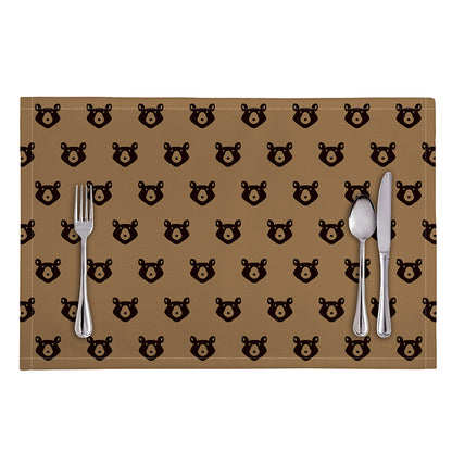Grizzly Bear Pattern Print Placemat