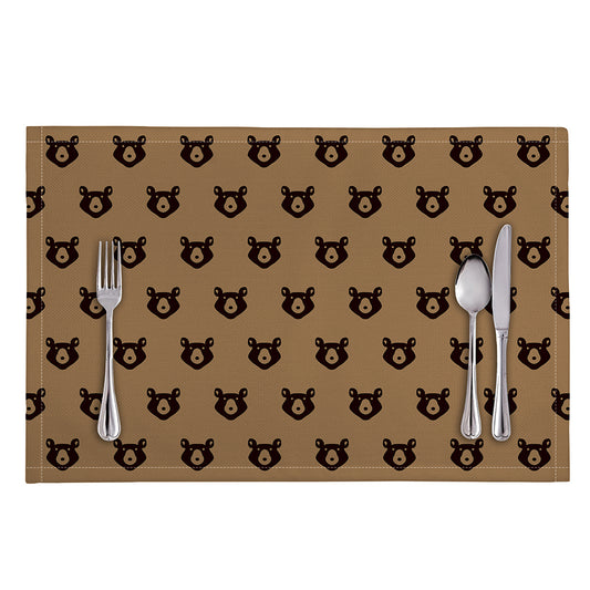 Grizzly Bear Pattern Print Placemat