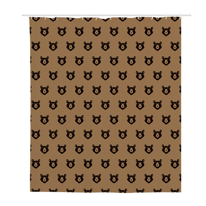 Grizzly Bear Pattern Print Polyester Shower Curtain