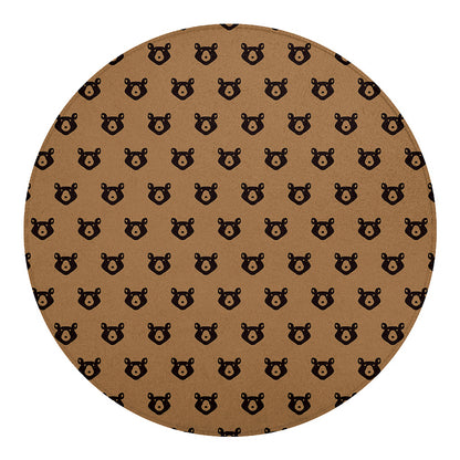 Grizzly Bear Pattern Print Round Blanket
