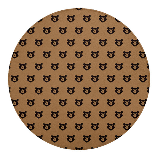 Grizzly Bear Pattern Print Round Blanket