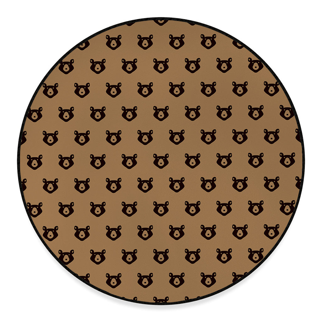 Grizzly Bear Pattern Print Round Floor Mat