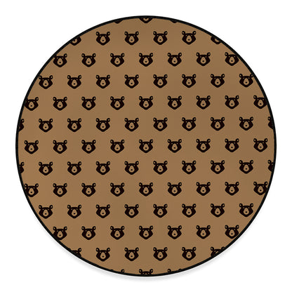 Grizzly Bear Pattern Print Round Floor Mat