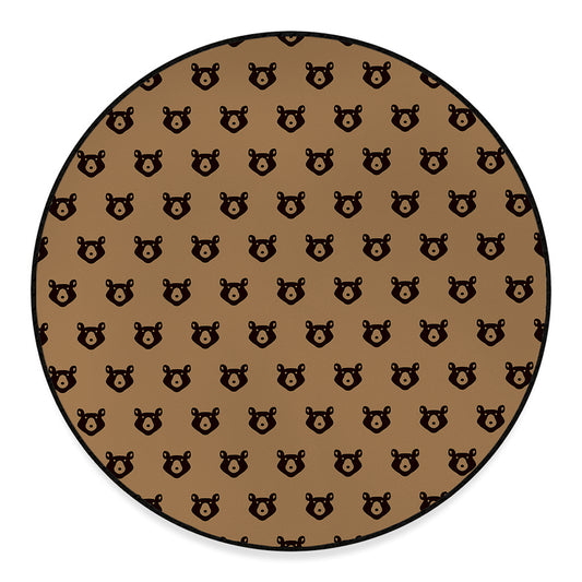Grizzly Bear Pattern Print Round Floor Mat