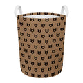 Grizzly Bear Pattern Print Round Laundry Basket