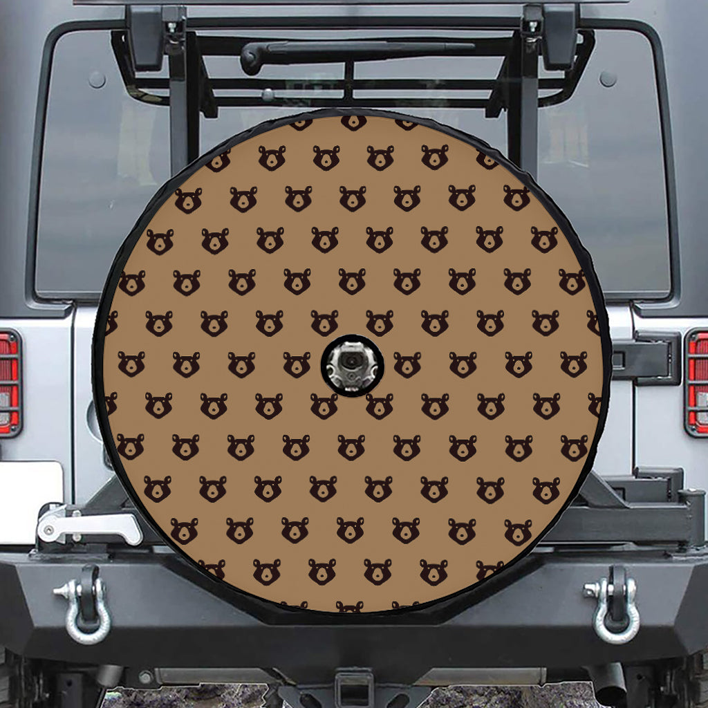 Grizzly Bear Pattern Print Tire Cover With Camera Hole