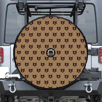 Grizzly Bear Pattern Print Tire Cover With Camera Hole