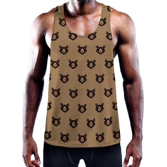Grizzly Bear Pattern Print Training Tank Top