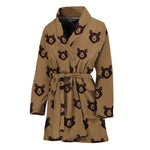 Grizzly Bear Pattern Print Women's Bathrobe