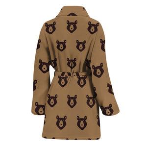 Grizzly Bear Pattern Print Women's Bathrobe