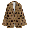 Grizzly Bear Pattern Print Women's Cotton Blazer