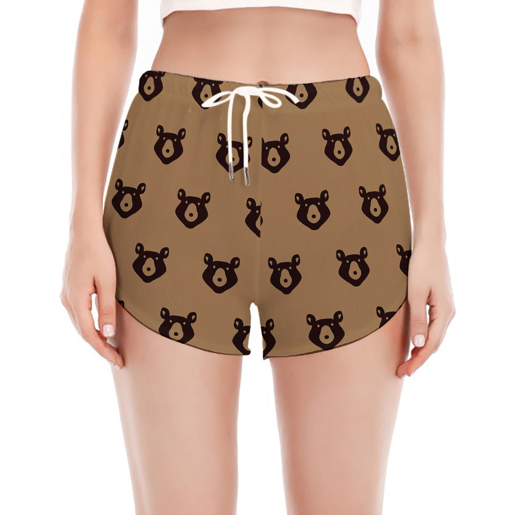 Grizzly Bear Pattern Print Women's Split Running Shorts